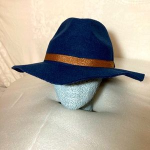 GAP Navy Blue Fedora W/Sparkling Bronze Thin Band Sz S/M